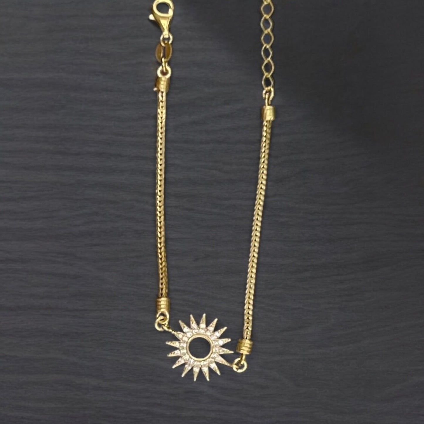 Handmade Sterling Silver with Gold Plating Sun Charm Bracelet