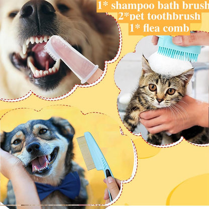 7pcs Pet Grooming Kit, Self-Cleaning Brush Shedding Kit With Nail