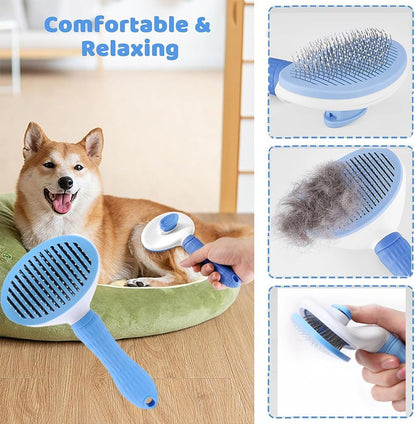 7pcs Pet Grooming Kit, Self-Cleaning Brush Shedding Kit With Nail