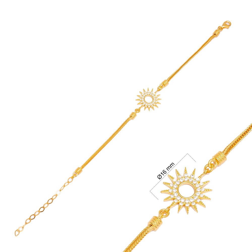 Handmade Sterling Silver with Gold Plating Sun Charm Bracelet