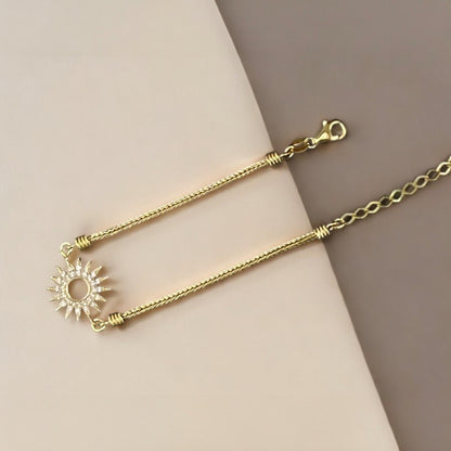 Handmade Sterling Silver with Gold Plating Sun Charm Bracelet