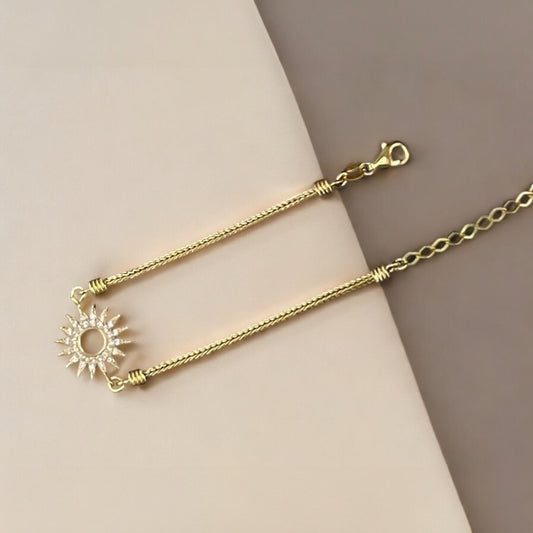 Handmade Sterling Silver with Gold Plating Sun Charm Bracelet