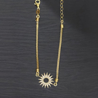 Handmade Sterling Silver with Gold Plating Sun Charm Bracelet