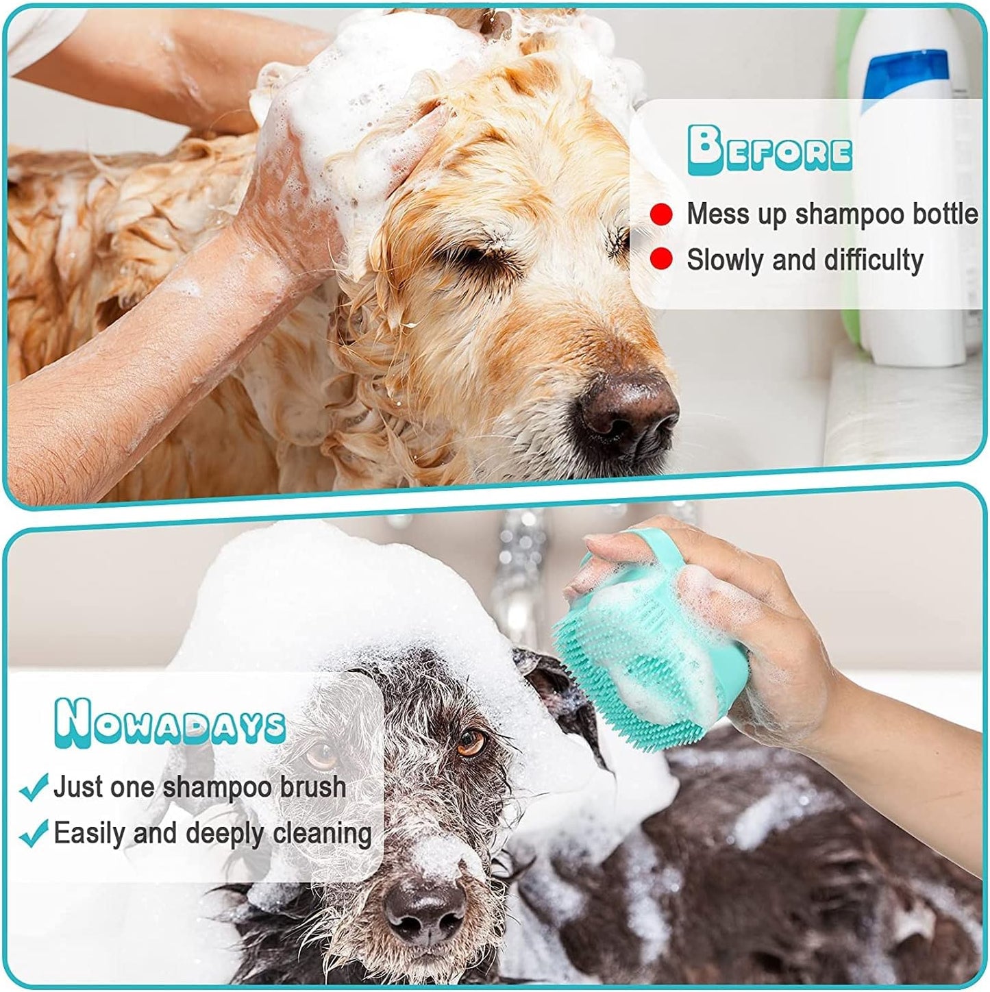 7pcs Pet Grooming Kit, Self-Cleaning Brush Shedding Kit With Nail