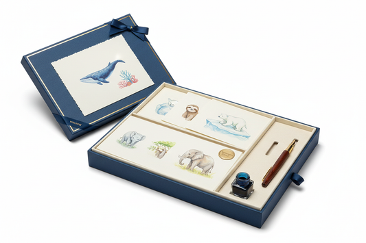 Endangered Species Stationery Gift Box Set with writing paper and illustrated envelopes